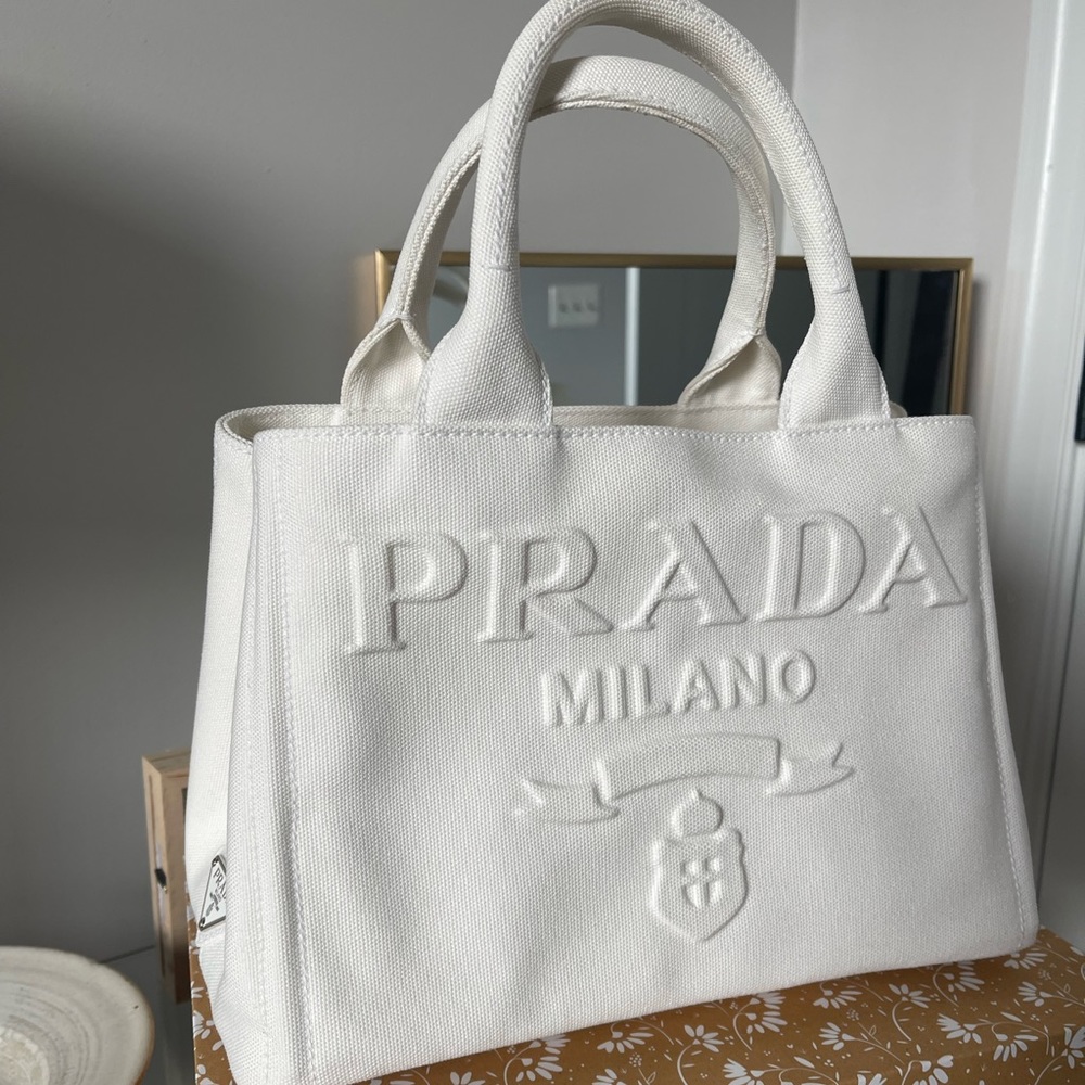 PRADA - White Canvas Cotton Tote - Limited Edition!